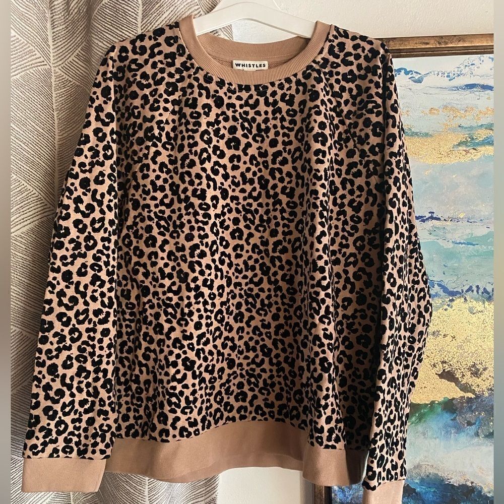 Whistles light brown sweatshirt with black spots in velvet size medium
